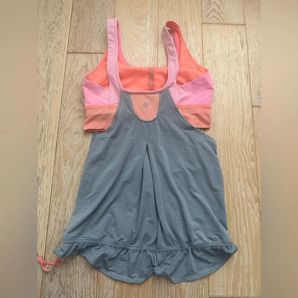 Lululemon women’s tank built in sports bra size 8 gray‎ and pink - Picture 5 of 8